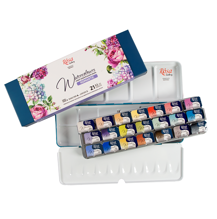 Watercolour Paints Romantic 21 Asst. Colour Full Pans Turquoise Metal Case Watercolour Paints Romantic 21 Asst. Colour Full Pans Turquoise Metal Case
