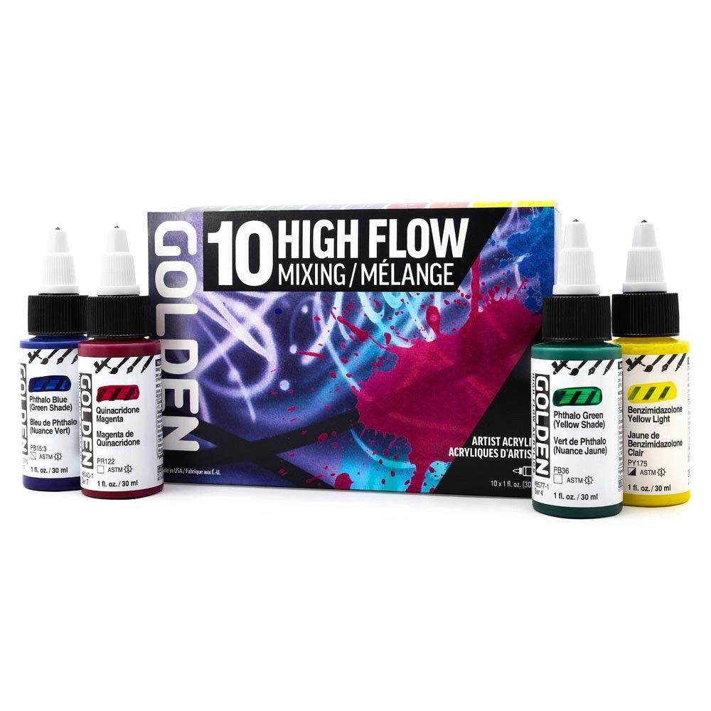 Golden Acrylics High Flow Mixing Set 10x30ml