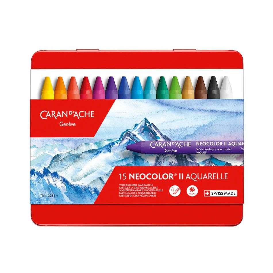 Caran dAche Neocolor II Water Soluble Wax Crayons Set of 15