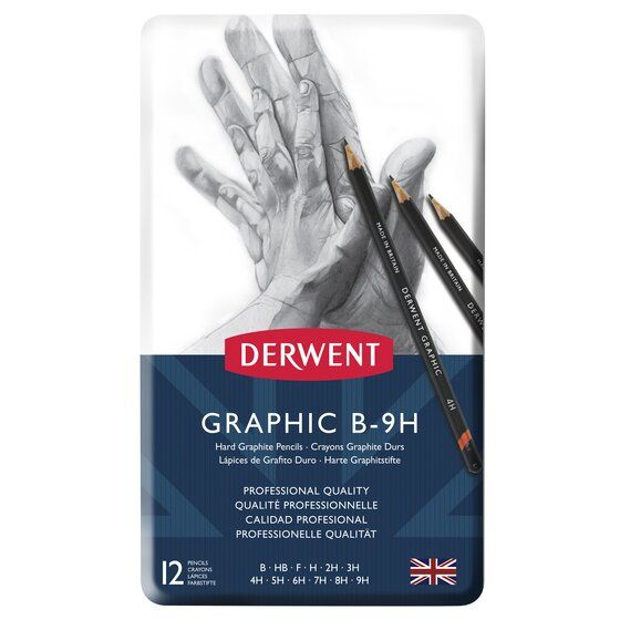 Derwent Graphic Pencils Tin Hard Set of 12