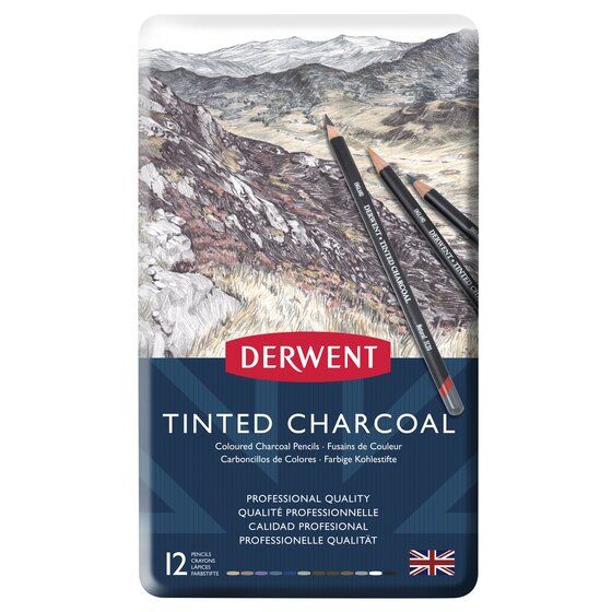 Derwent Tinted Charcoal Pencils Tin Set of 12 Derwent Tinted Charcoal Pencils Tin Set of 12