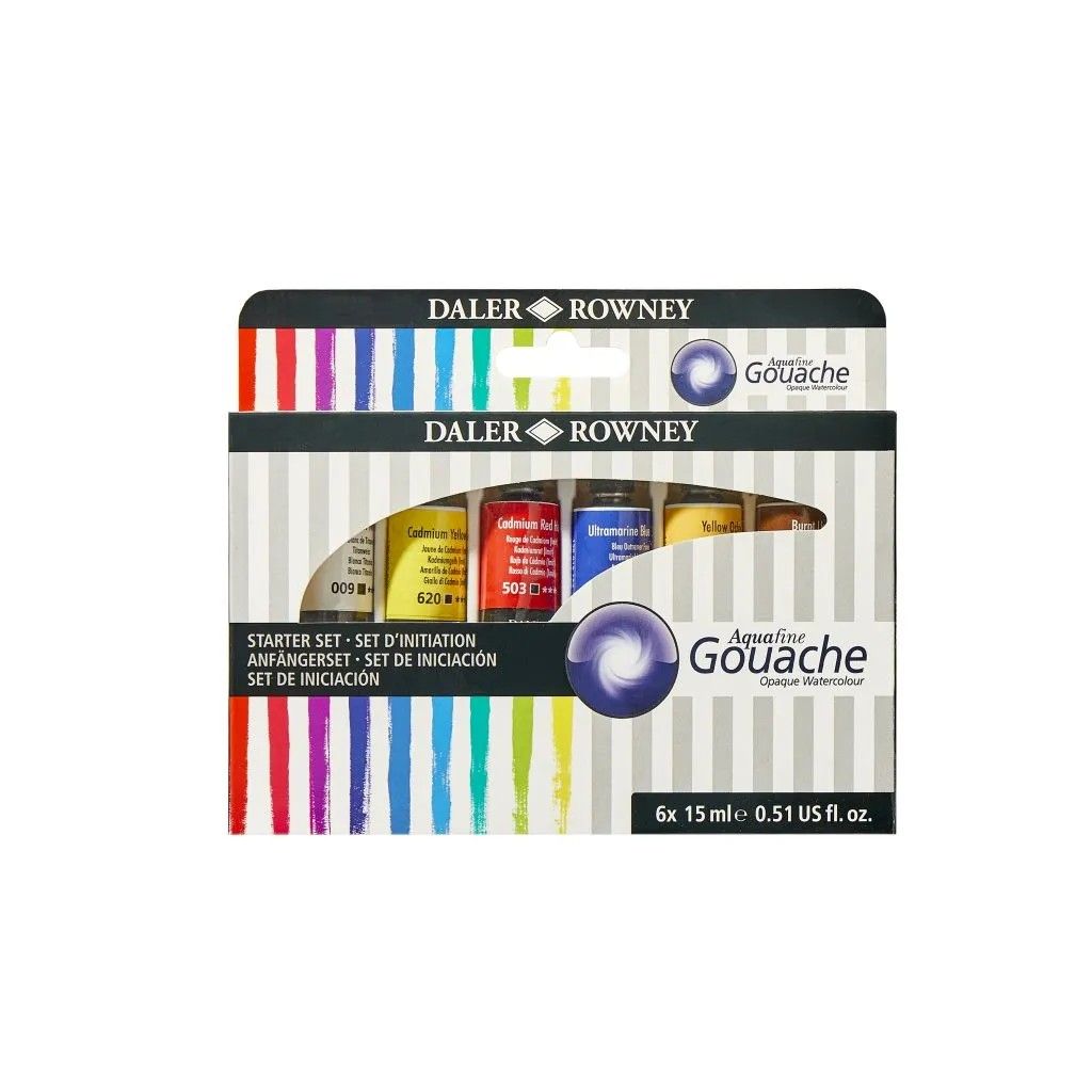Daler Rowney Aquafine Gouache 6 x 15ml Tubes