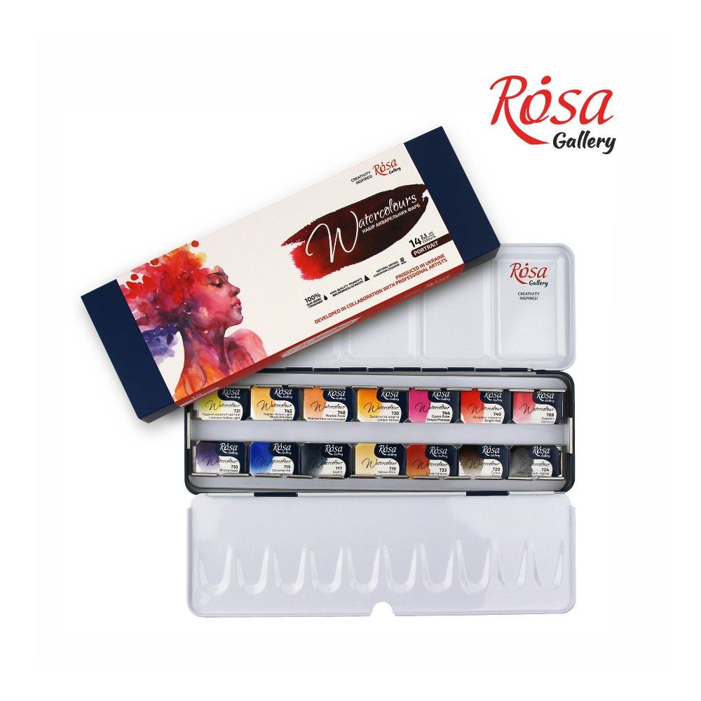 Watercolour Paints Portrait 14 Asst. Colours Full Pan Indigo Metal Case Watercolour Paints Portrait 14 Asst. Colours Full Pan Indigo Metal Case