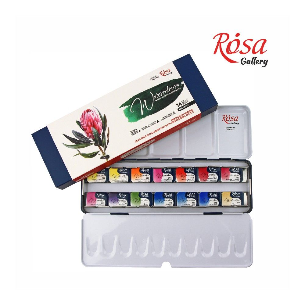 Watercolour Paints Botanical 14 Asst. Colour Full Pans Indigo Metal Case Watercolour Paints Botanical 14 Asst. Colour Full Pans Indigo Metal Case
