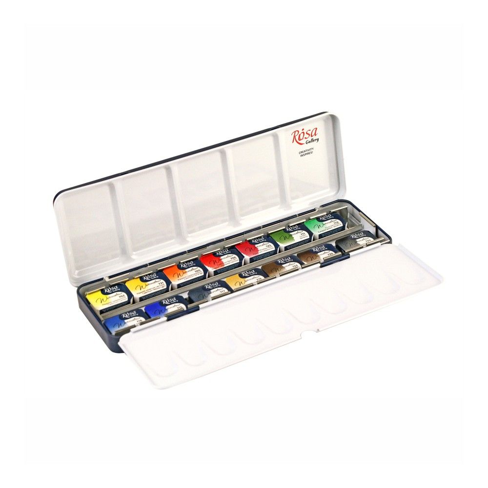 Rosa Watercolour Paints Classic 14 Asst. Colours Full Pans Indigo Metal Case Rosa Watercolour Paints Classic 14 Asst. Colours Full Pans Indigo Metal Case