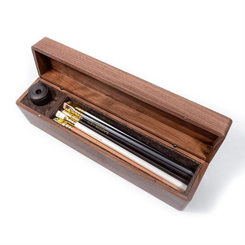 a lovely walnut wood set of blackwing pencils and 