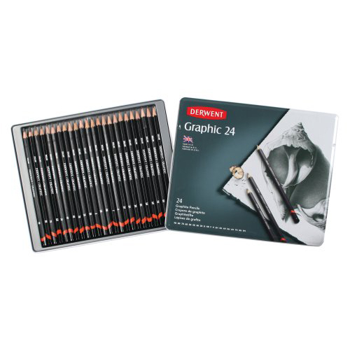 Open tin of all 24 pencils